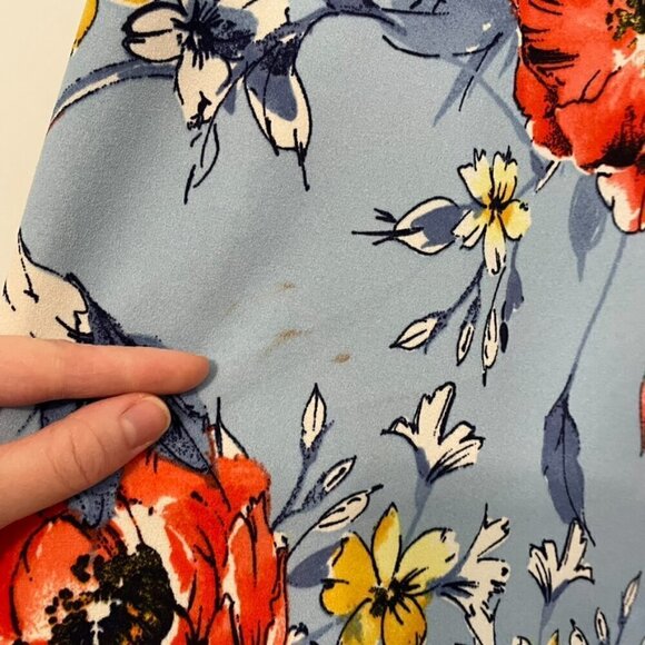 VINCE CAMUTO Floral Fit and Flare Cap Sleeve Dress Blue Red Mini Party Wedding 4 - Picture 14 of 16